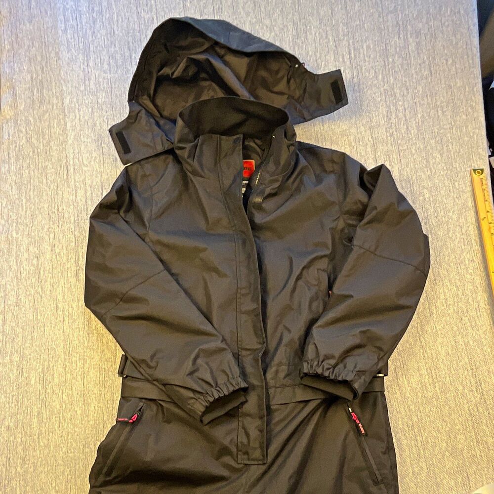SEARIPE One Piece Ski Suit M Black Jumpsuit Snowsuit 360 Zip Waist Drop Seat